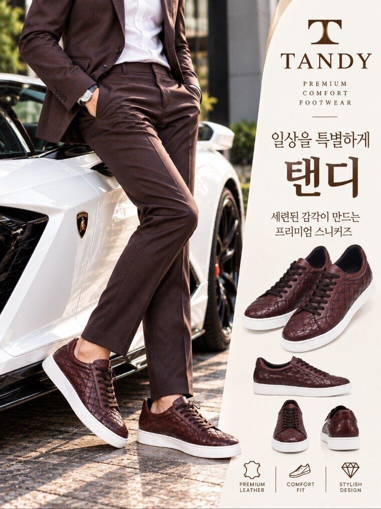 탠디 탠디 [모다아울렛][탠디]남성 캐주얼화 전국베스트 소가죽 3cm 스니커즈 Y2F4A012VSBT_SH 시흥점
