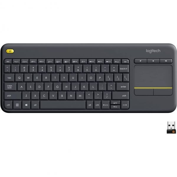 [해외] 로지텍 K400 플러스 무선 터치 TV 키보드 간편한 미디어 제어 내장 터치패드 포함 PC 연결 TV용 HTPC Windows 안드로이드