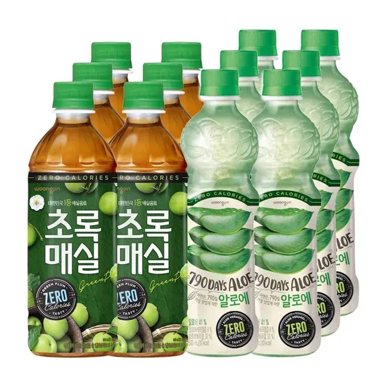 초록매실 제로+자연은 알로에 제로 혼합패키지 500ml x 12페트 (각 6페트) 