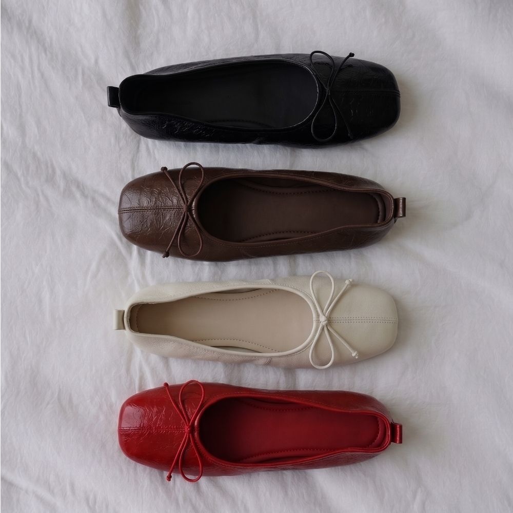 [인플 PICK] [인기] 오드 소프트 스퀘어 리본 플랫슈즈 2cm -WA9023 (4color)