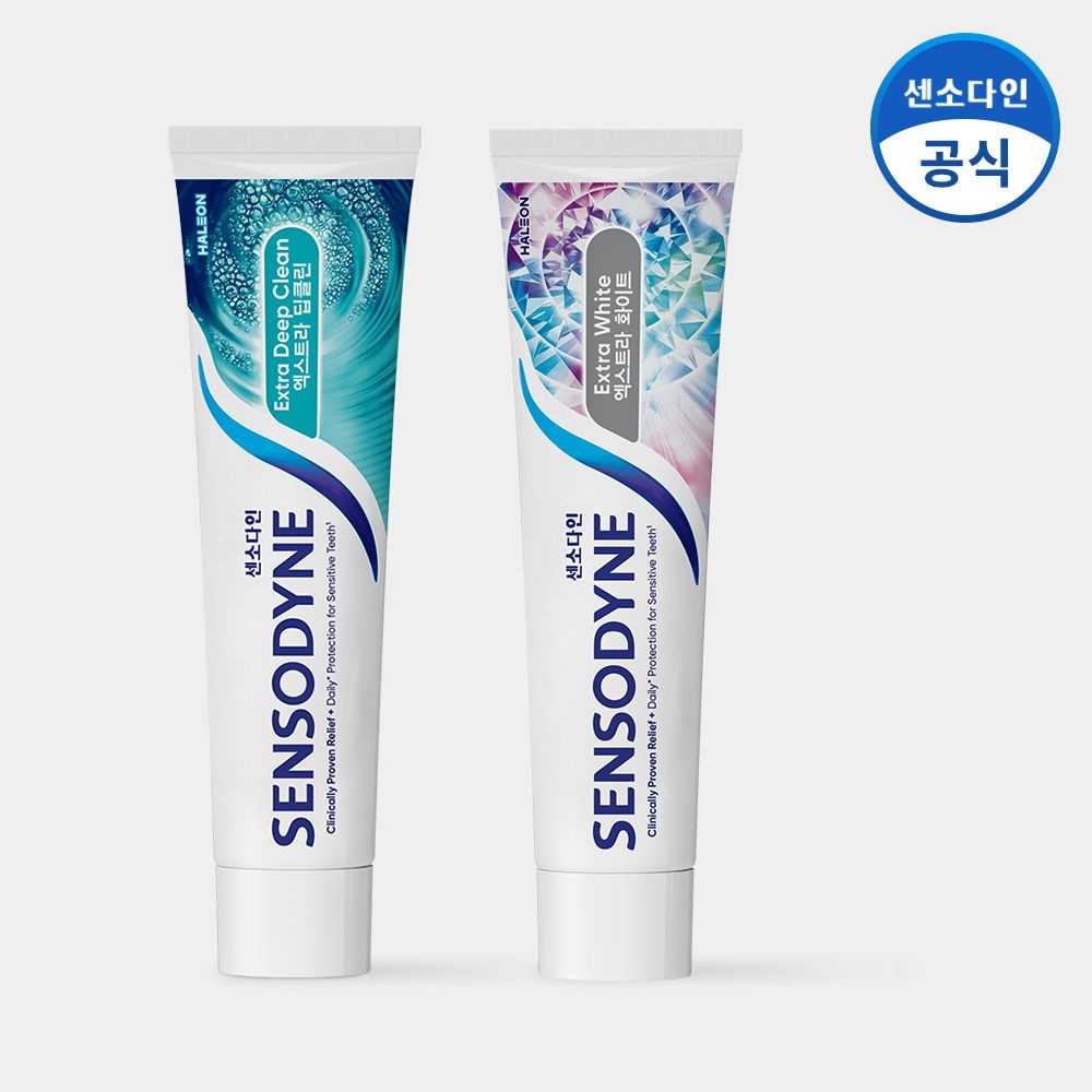 센소다인 엑스트라 딥클린 치약 120g+엑스트라 화이트 치약 120g