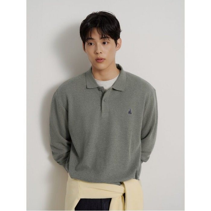 [Essential] 소프트 더블 저지 칼라넥 티셔츠 올리브 BC6941E20J