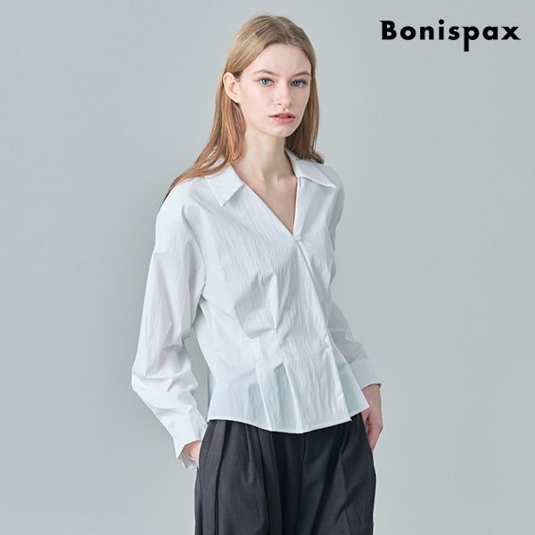 핀턱 랩 플레어 블라우스 (XP1BA013L0)