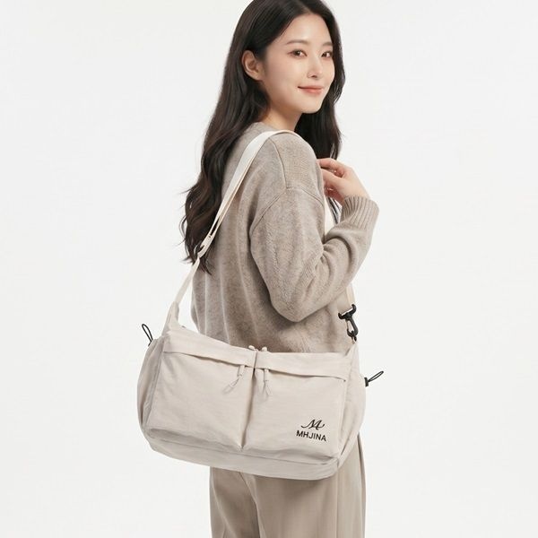 비와도 안심 나일론 투포켓 여행가방 남녀공용 초경량 크로스백