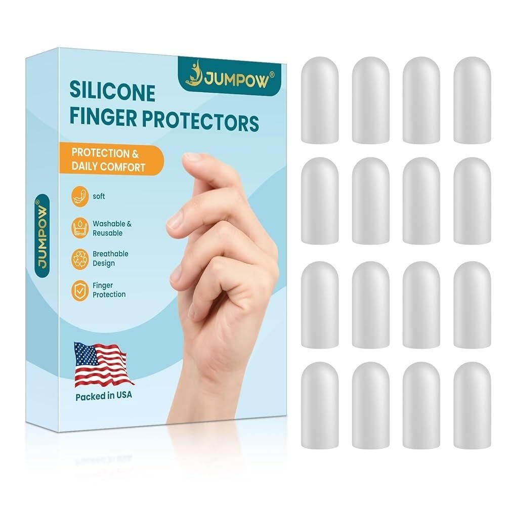 [해외] JUMPOW Gel Finger Cots Protectors Covers Caps Sleeves Silicone Flexible Shields for Fingertip Thumb Protection Arthritis Rubbing Blisters Hangnail & P