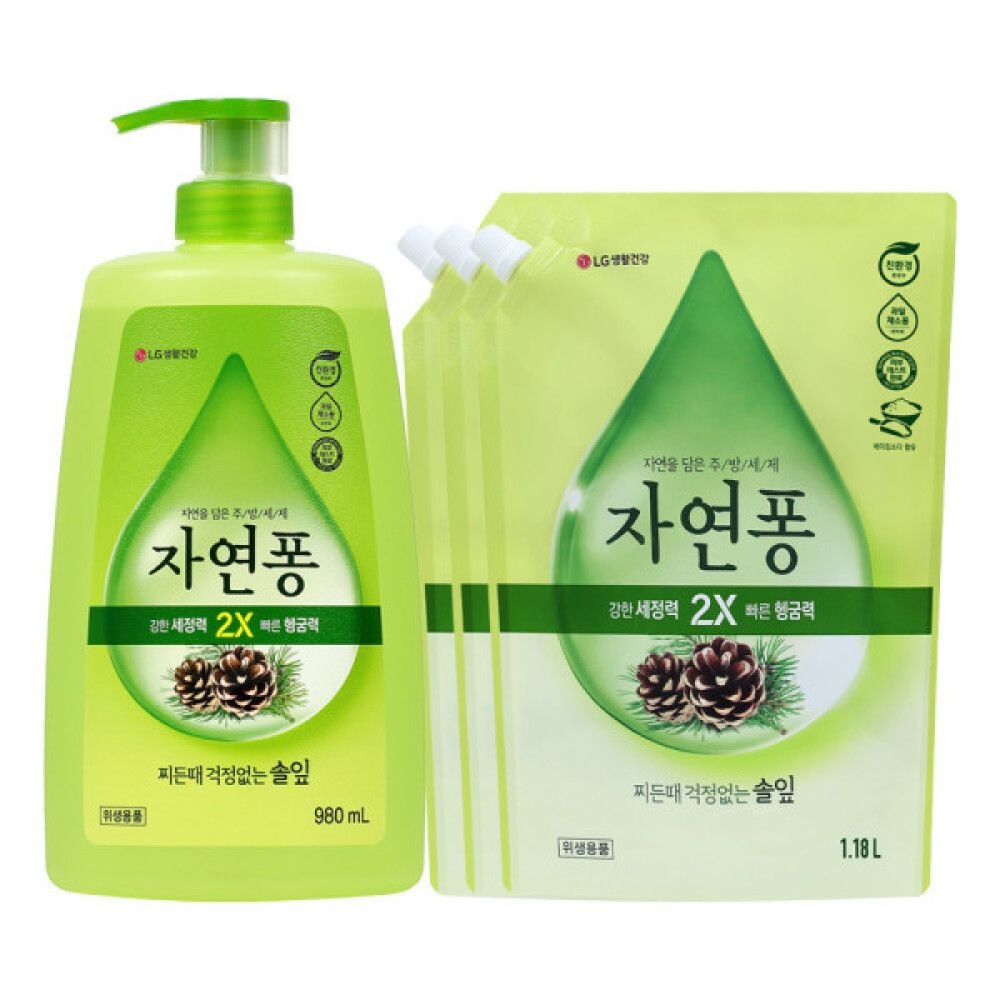 자연퐁 자연퐁 용기 솔잎 주방세제 1.18L 3개