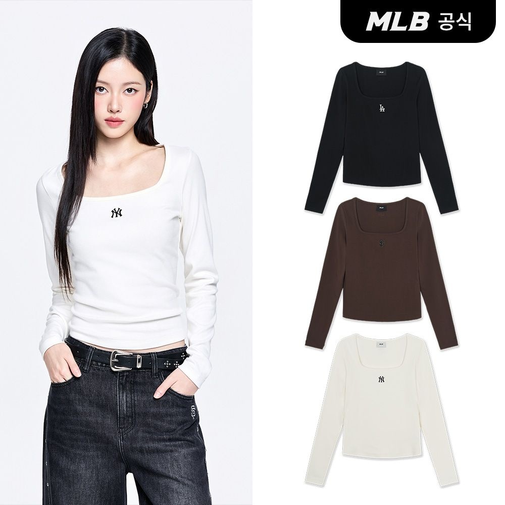 [공식] 26FW 여성 베이직 슬림 세미크롭 스퀘어넥 긴팔 티셔츠 (3 COLOR) 3FTSB1264