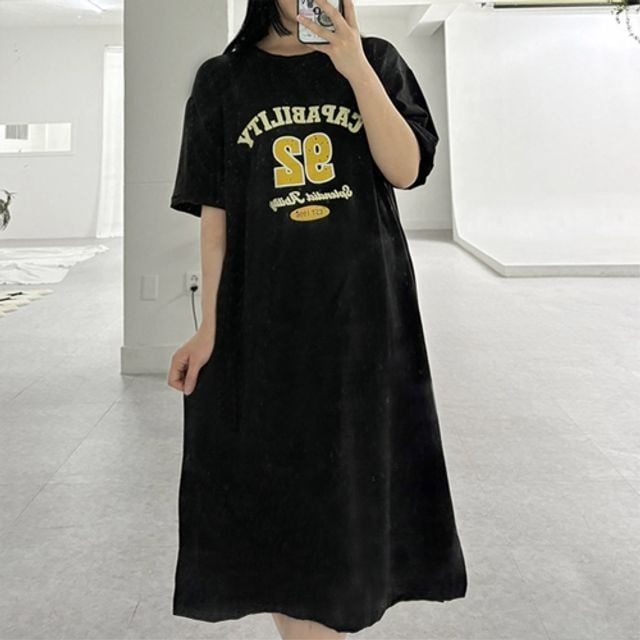 블랙 여름 롱원피스 제주도여행패션 데일리 잠옷원피스 휴가룩 여성 반팔 스퀘어넥