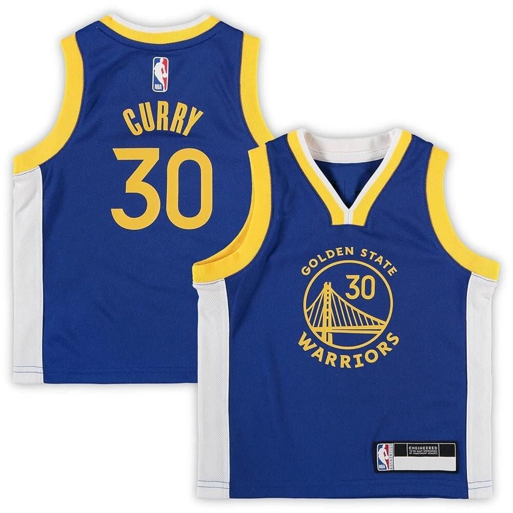 [Outerstuff][해외] Stephen Curry 골든 스테이트 워리어 NBA 유아용 2-4 블루 아이콘 에디션 플레이어 저지 블루. [호환]