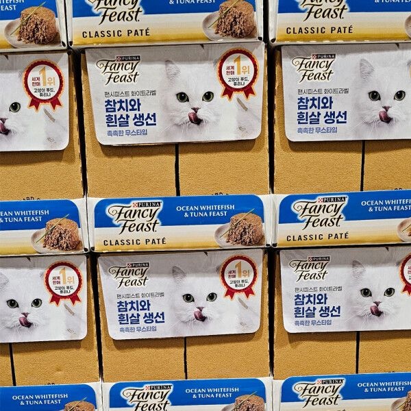팬시피스트 화이트라벨 고양이 주식캔 참치와 흰살생선 85gX24캔