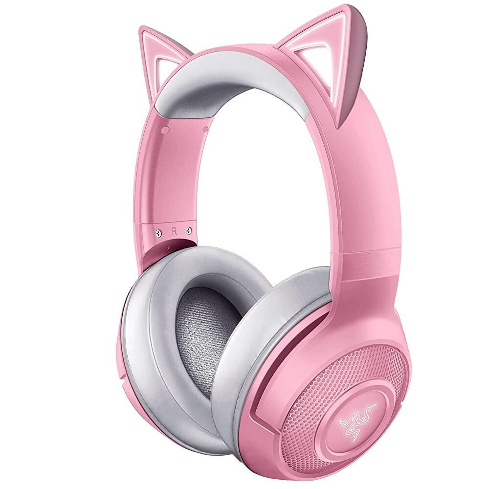RAZER [해외] Razer 크라켄 BT 키티 에디션 쿼츠 핑크 블루투스 5.0-40ms 낮은 지연 연결 맞춤형 튜닝 40mm 드라이버 빔포밍 마이크