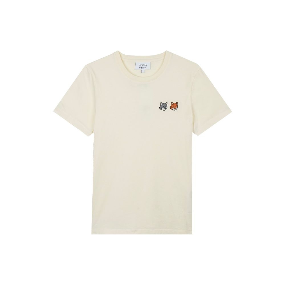 메종키츠네 여성 더블 폭스 헤드 레귤러 티셔츠 라떼 OW011CFKJ7026-P702