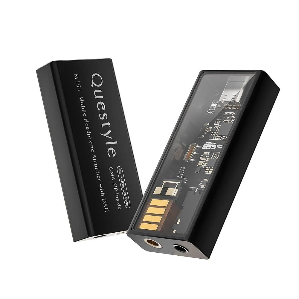 Questyle [해외] Questyle M15i 헤드폰 앰프 [MFi ] 휴대용 USB C DAC 4.4mm/3.5mm 듀얼 출력 PCM 768kHz/DSD512 고해상도 무손실 오디오 어댑터 지