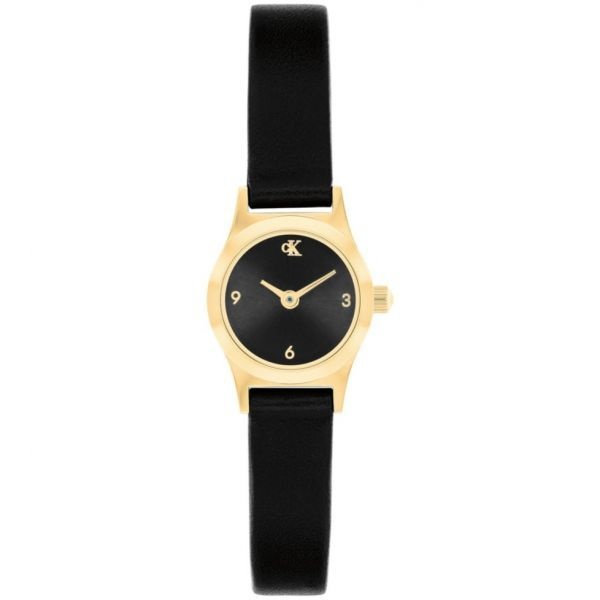 Calvin Klein [해외] 캘빈클라인 캘빈클라인(Calvin Klein) 여성용 CK 컨템포러리 블랙 레더 스트랩 시계 18mm 1024386