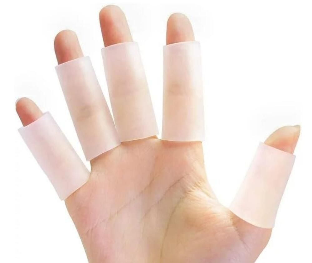 [해외] 5Pcs Transparent Finger Sleeves Protectors Silicone Sleeve Gel Covers Cushions and Protects Rubber Shields Provide Relief forCracked FingerBandages Ba