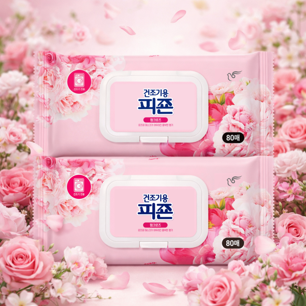 건조기용 피죤 건조기시트 섬유유연제 오리지널 80매 X 2개 핑크로즈