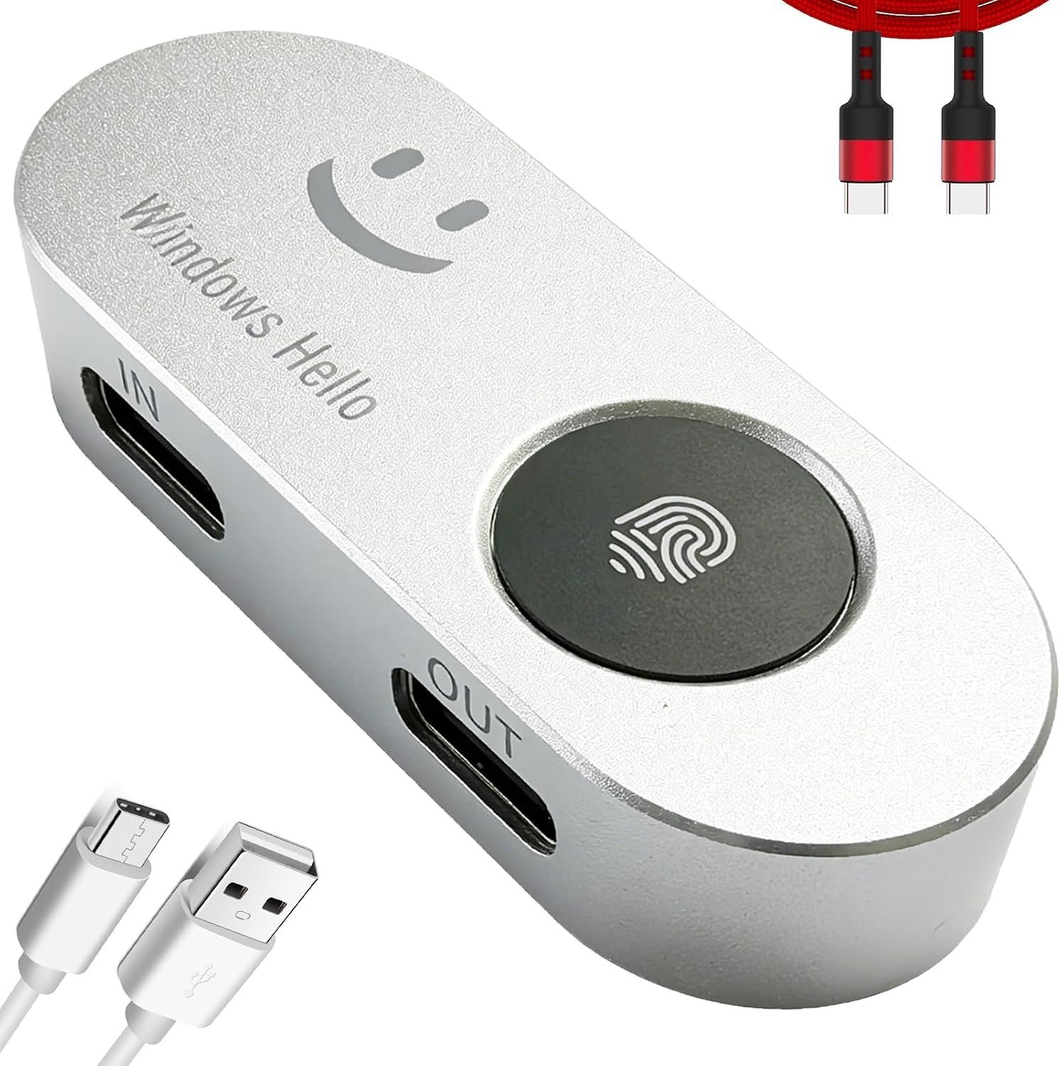 Windows 10/11 PC 및 노트북용 휴대용 USB 지문 인식기 Hello 생체 인식 스캐너 360° 터치 빠른 로그인(lt초 이내) 키가 된