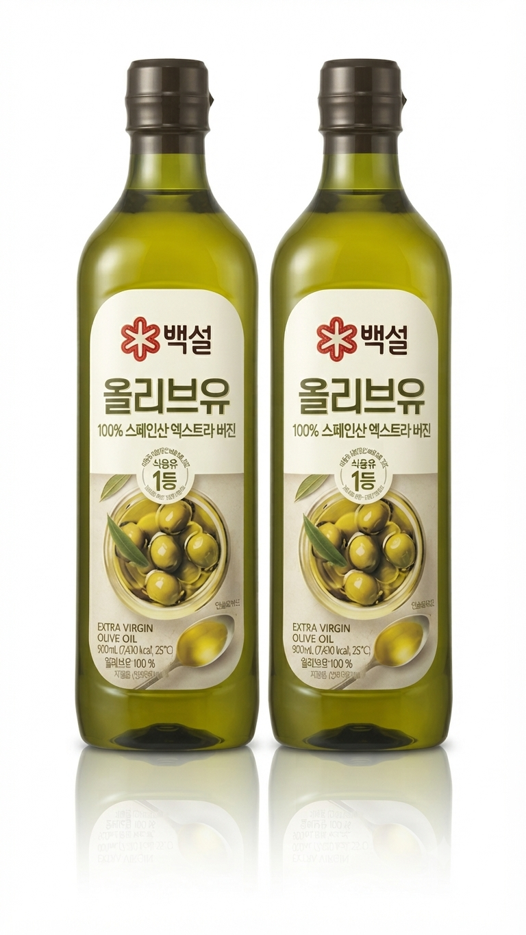 백설 압착올리브유 900ml, 2개