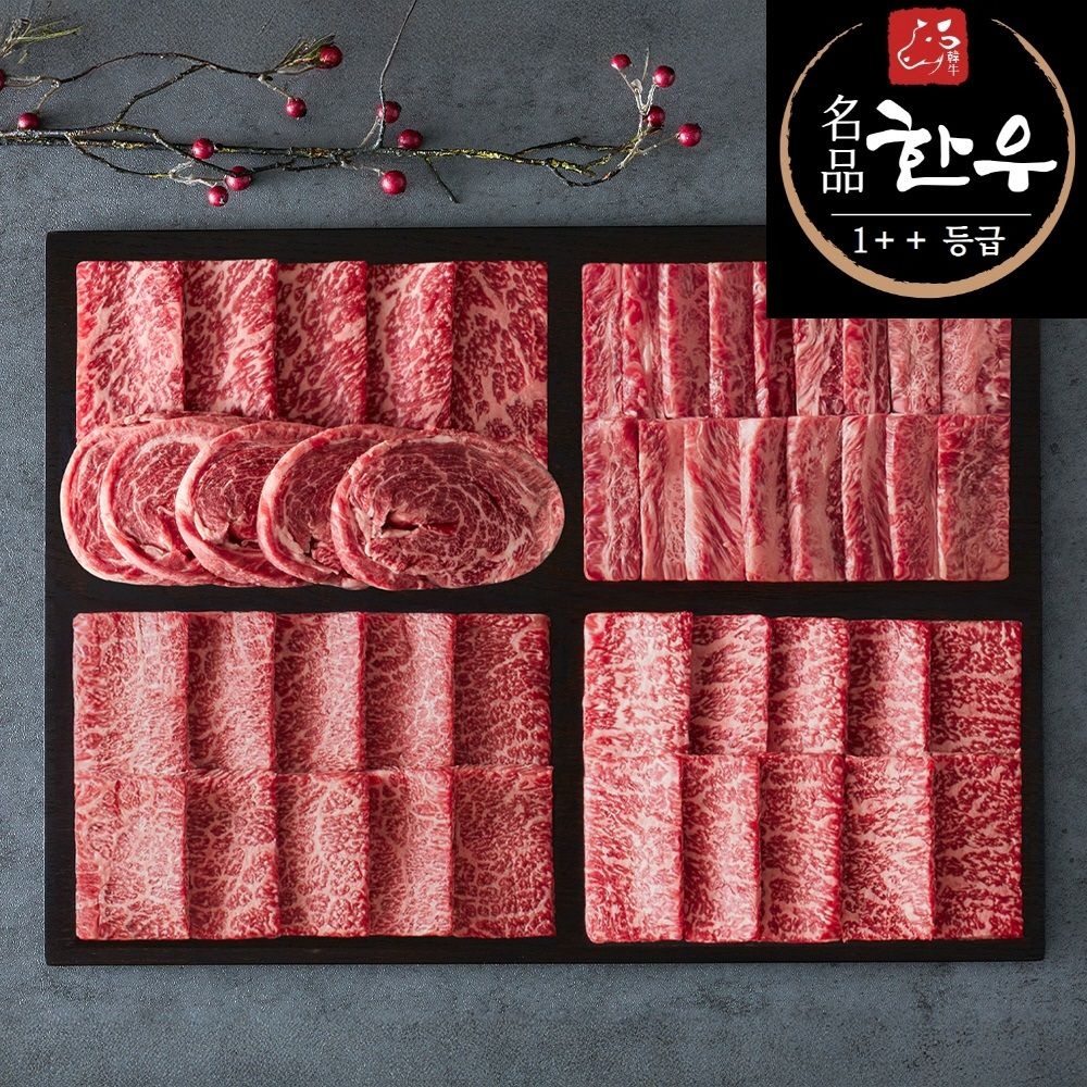 1++ 한우 투뿔 600g 1.2kg 꽃등심 갈비 안심 채끝 부채 특수부위 투쁠 모듬 구이용 세트