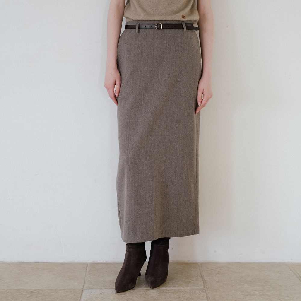 틸아이다이 Wool H-line maxi skirt [TIWT04SK01]_Beige