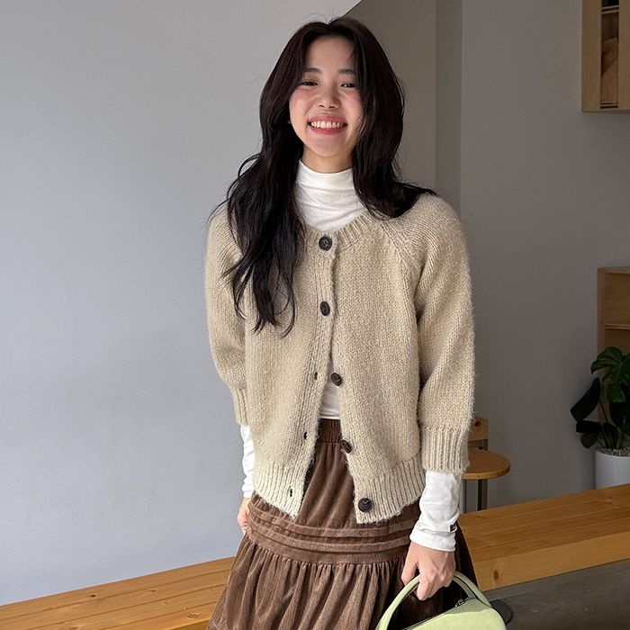 벌룬소매 하프 가디건