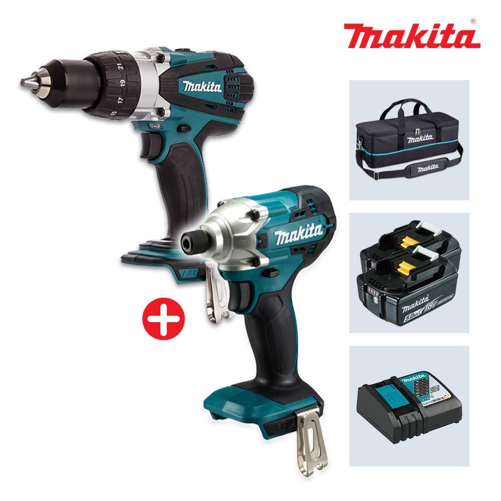 마끼다 DLX2007TR1 18V 5.0Ah 충전콤보세트 (DTD156+DHP458) 임팩드라이버드릴+함마드릴+툴백