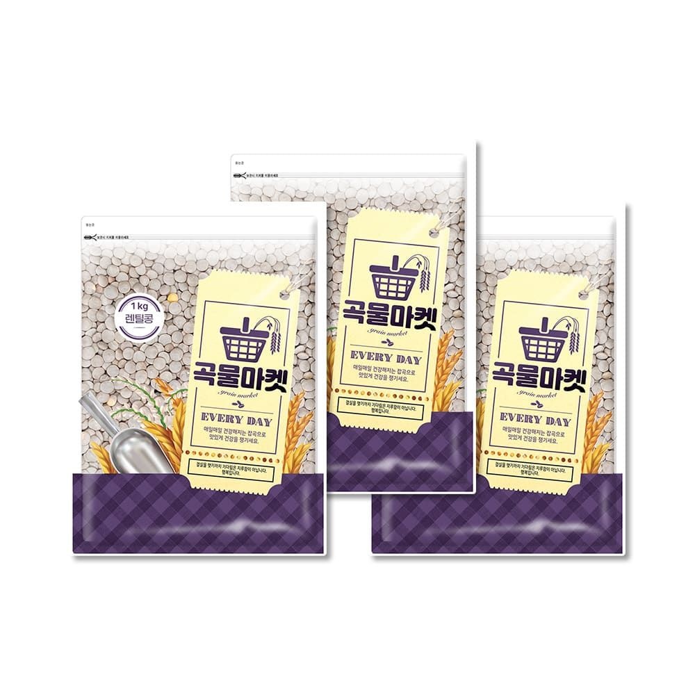 더프레시 (현대Hmall) 곡물마켓 렌틸콩 1kg x 3