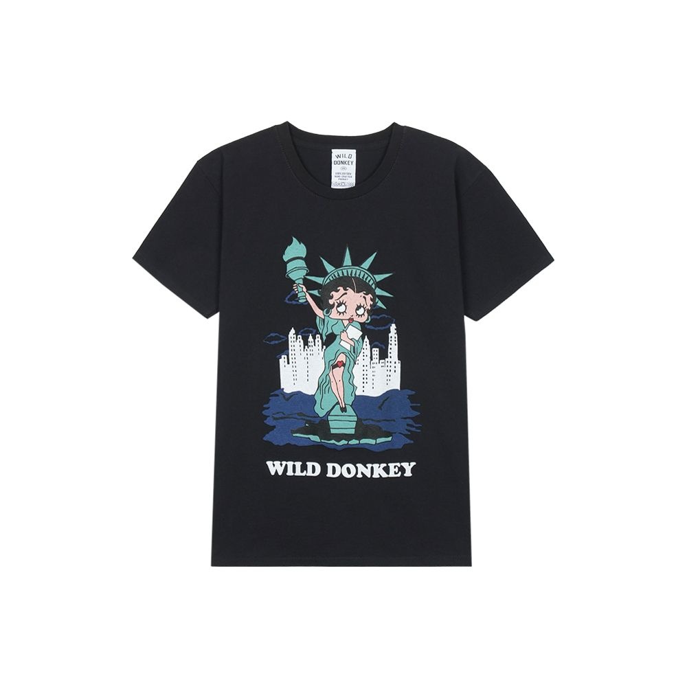 와일드동키 남여공용 BETTY LIBERTY 티셔츠 블랙 WDCOTS03-019