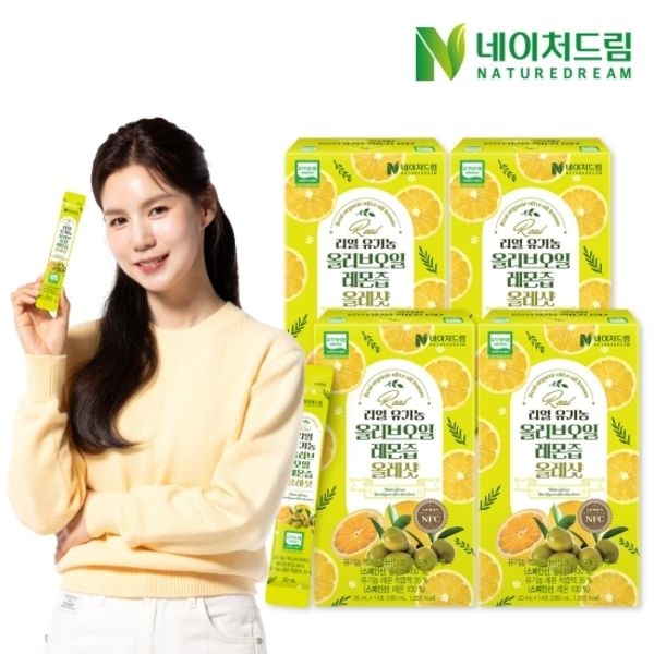 네이처드림 [네이처드림] 리얼 유기농 올리브오일 레몬즙 올레샷 20ml 14포 4박스