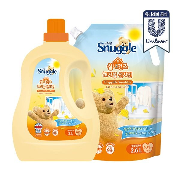 스너글 실내건조 섬유유연제 허거블 선샤인 2L+2.6L