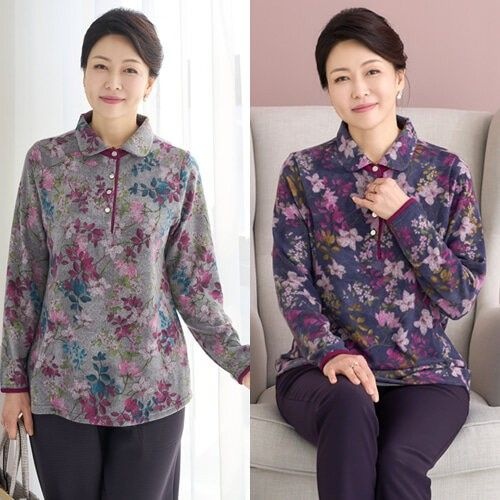 로즈맘 엄마옷 로즈맘 능반오픈기모티셔츠/겨울 50대60대 생신선물 겨울옷 엄마티셔츠 할머니옷 3772245