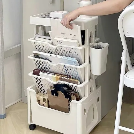 WOW 트롤리 책꽂이 이동식 수납장 트레이 선반