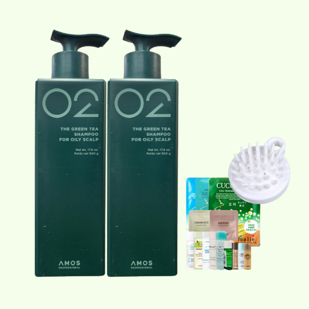 (주)아모레퍼시픽 [온누리상품] 아모스 녹차실감 지성 샴푸 500g 2개 +랜덤1