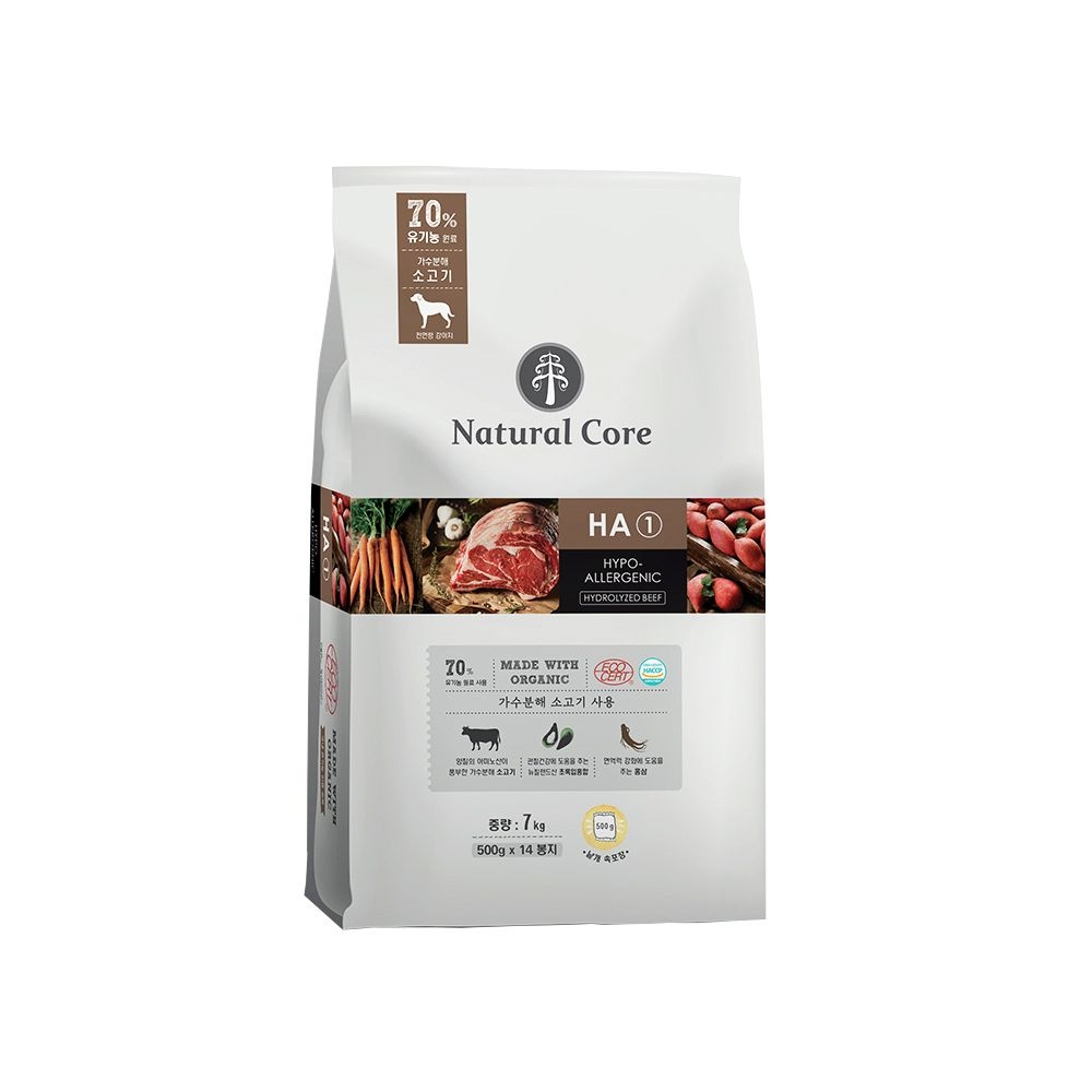 네츄럴코어 비프 소고기 강아지 애견 반려견 사료 7kg(500g x 14ea) 소포장