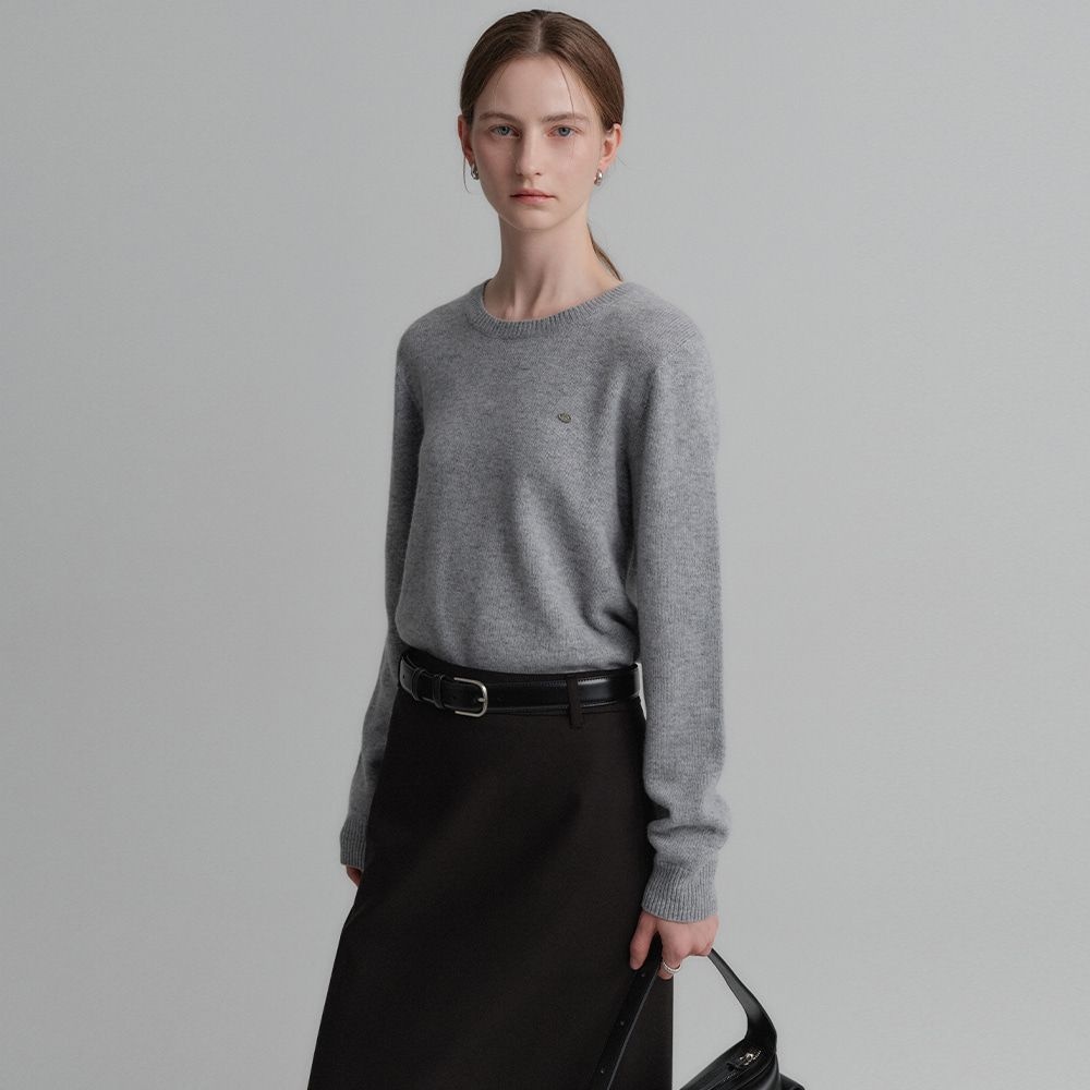 [룩캐스트]엠마 캐시미어 라운드 넥 니트_그레이 / EMMA CASHMERE ROUND NECK KNIT_GREY