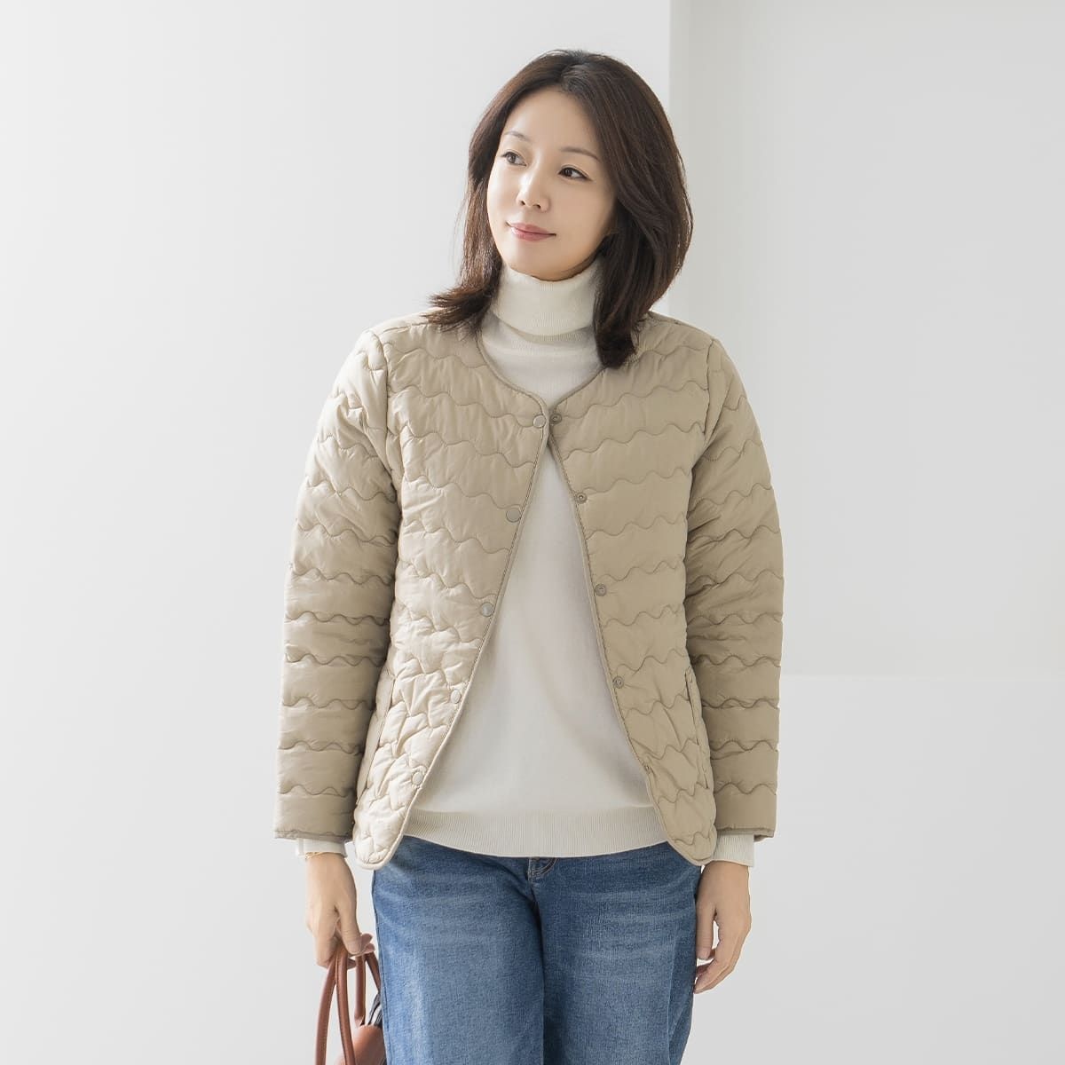 (현대Hmall) 엄마옷 마담4060 자켓 데일리 여성 따뜻물결누빔패딩-YD000155-