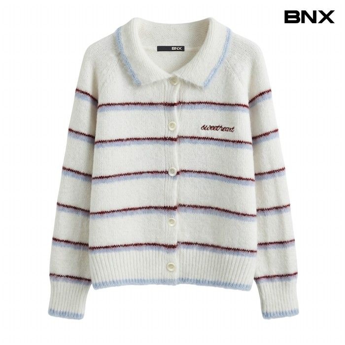BNX 레터링 자수 포인트 니트 가디건 (BY4CD023L0)