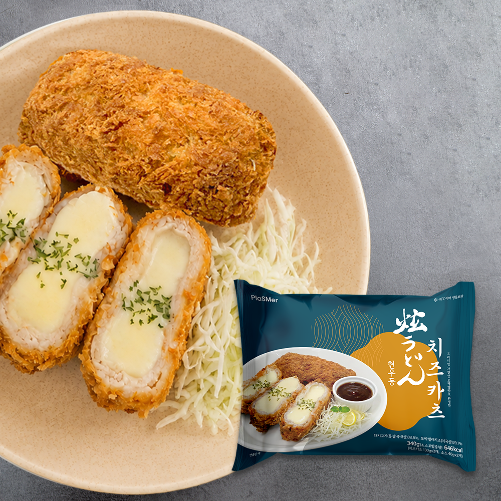 현우동 프리미엄 자연산 모짜렐라로 완성한 치즈카츠 340g (치즈카츠 130g 2입, 소스 40g 2입)