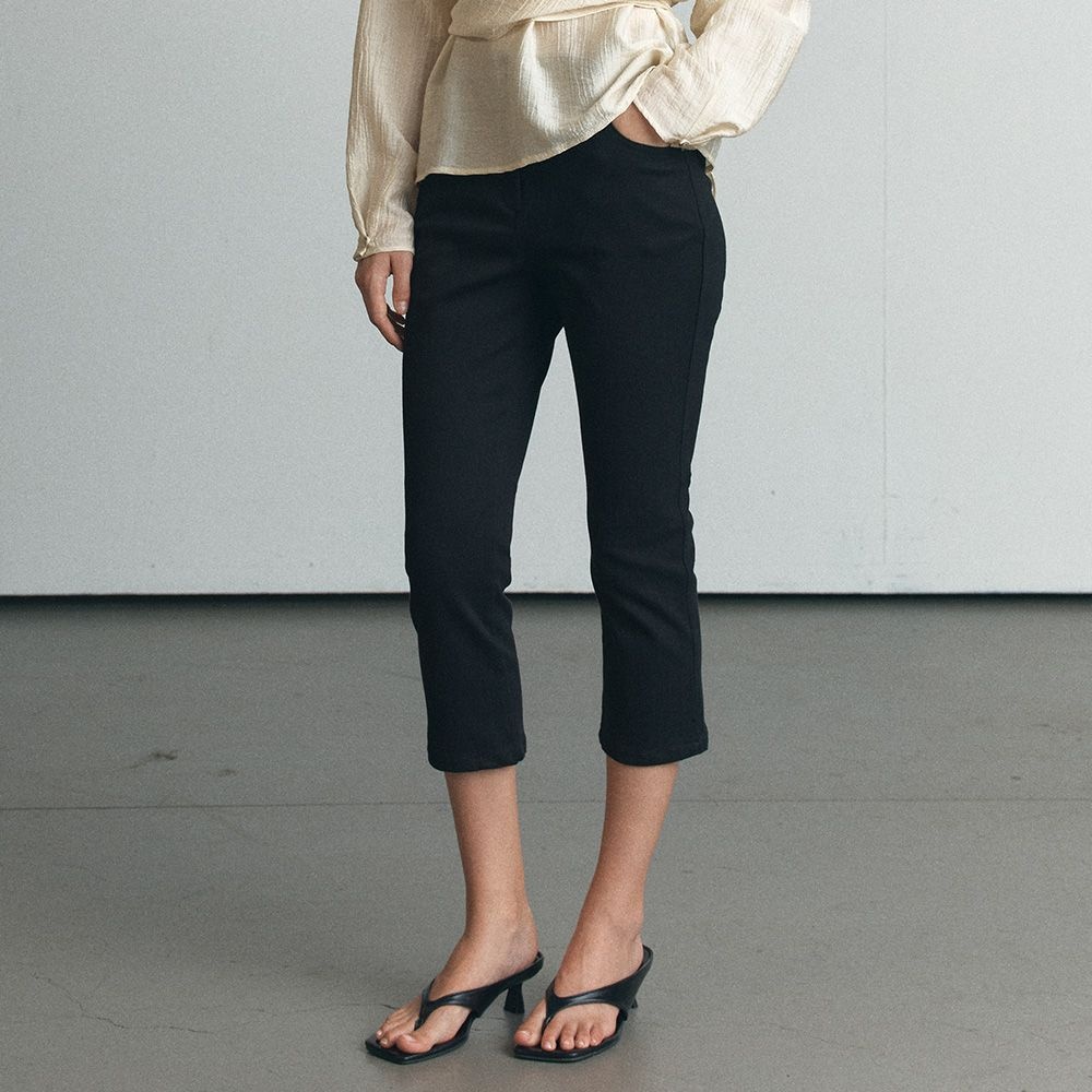 Comfort denim capri pants [KNFW06PT07]_Black