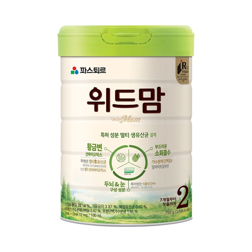 파스퇴르 위드맘 분유750g 100일1단계2단계3단계 3505360