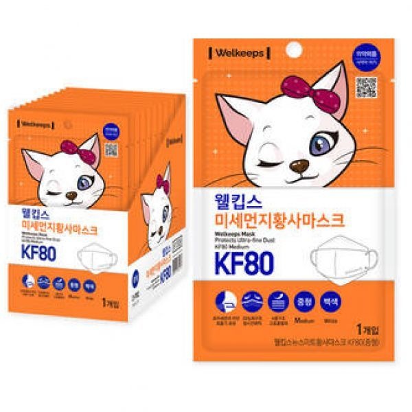 (정품) 25개입 웰킵스 미세먼지 황사 마스크 KF80 중형+컴포트핏 데일리 10매입 중형