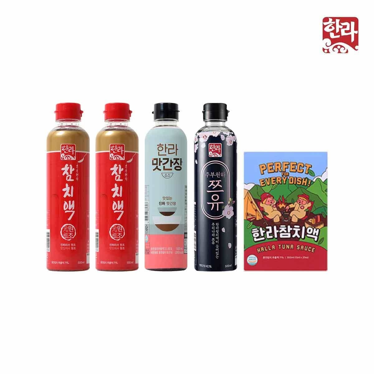 한라식품 실속구성2(참치액500ml x 2병 + 맛간장소스500ml x 1병 + 주부천하쯔...