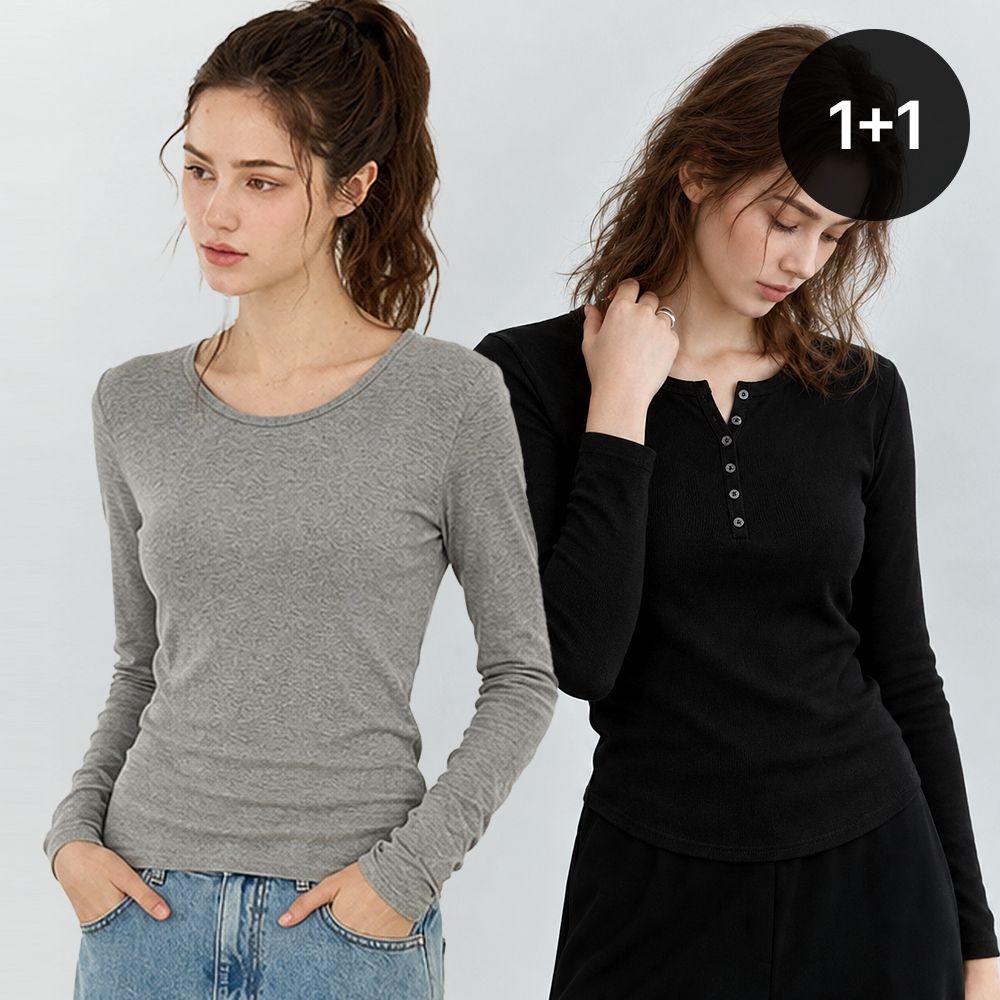 페이지플린 베이직데일리티셔츠1+1_P6ATSSET001C
