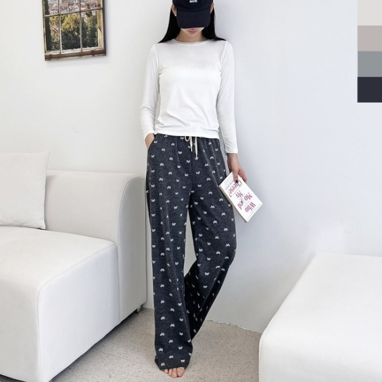 포인트 데일리 GSS M225 여자 보들보들 스판 스위트 리본 팬츠 패션27000883588872