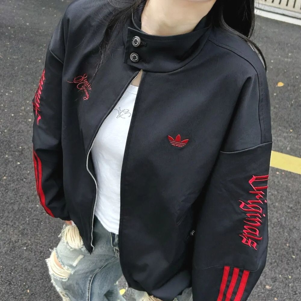 아디다스 OG 스탠드카라 스트라이프 집업 트랙 자켓 블랙 LD3790