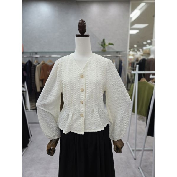 [스테파니] 블록 브이넥 블라우스 A24SH4319