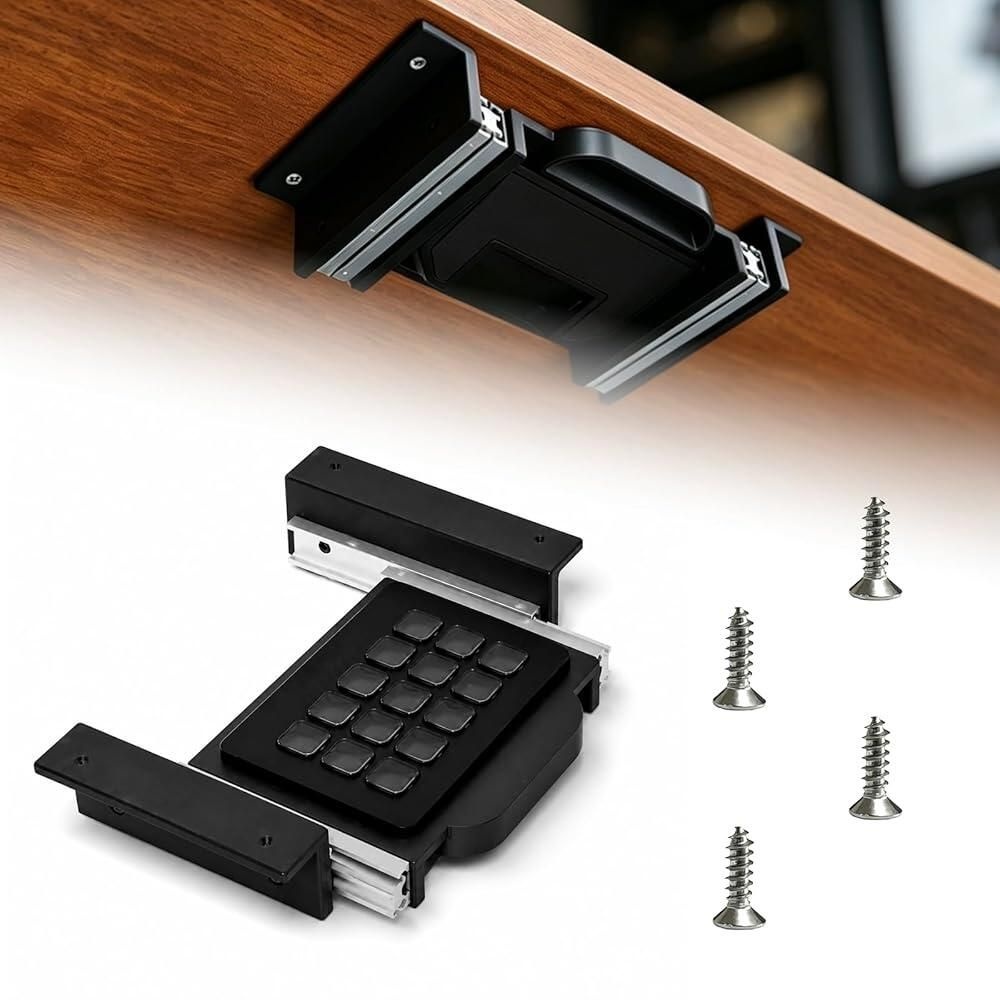 CINROPE [해외] Elgato Stream Deck MK.2(15키)용 슬라이드 아웃 언더 데스크 마운트, 부드러운 금속 레일이 있는 스텔스 홀더 - 게이밍 PC