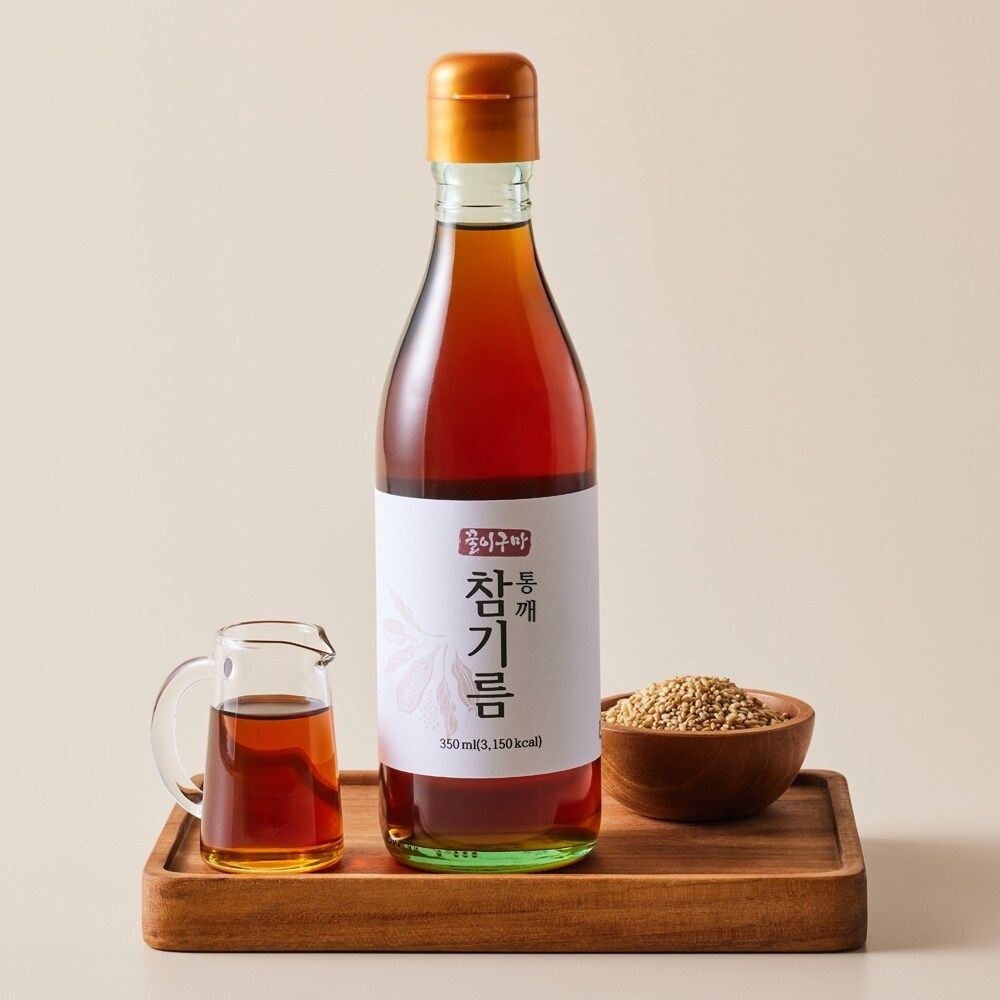 [꿀이구마] 100프로 통참깨 저온압착 참기름 350ml x 1병