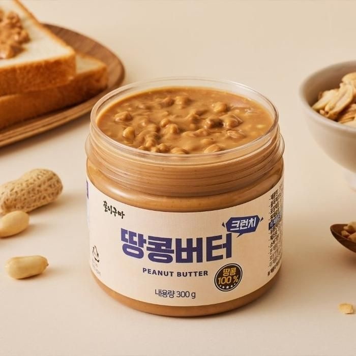 [꿀이구마] 무첨가 땅콩잼 크런치 땅콩버터 300g x 5개