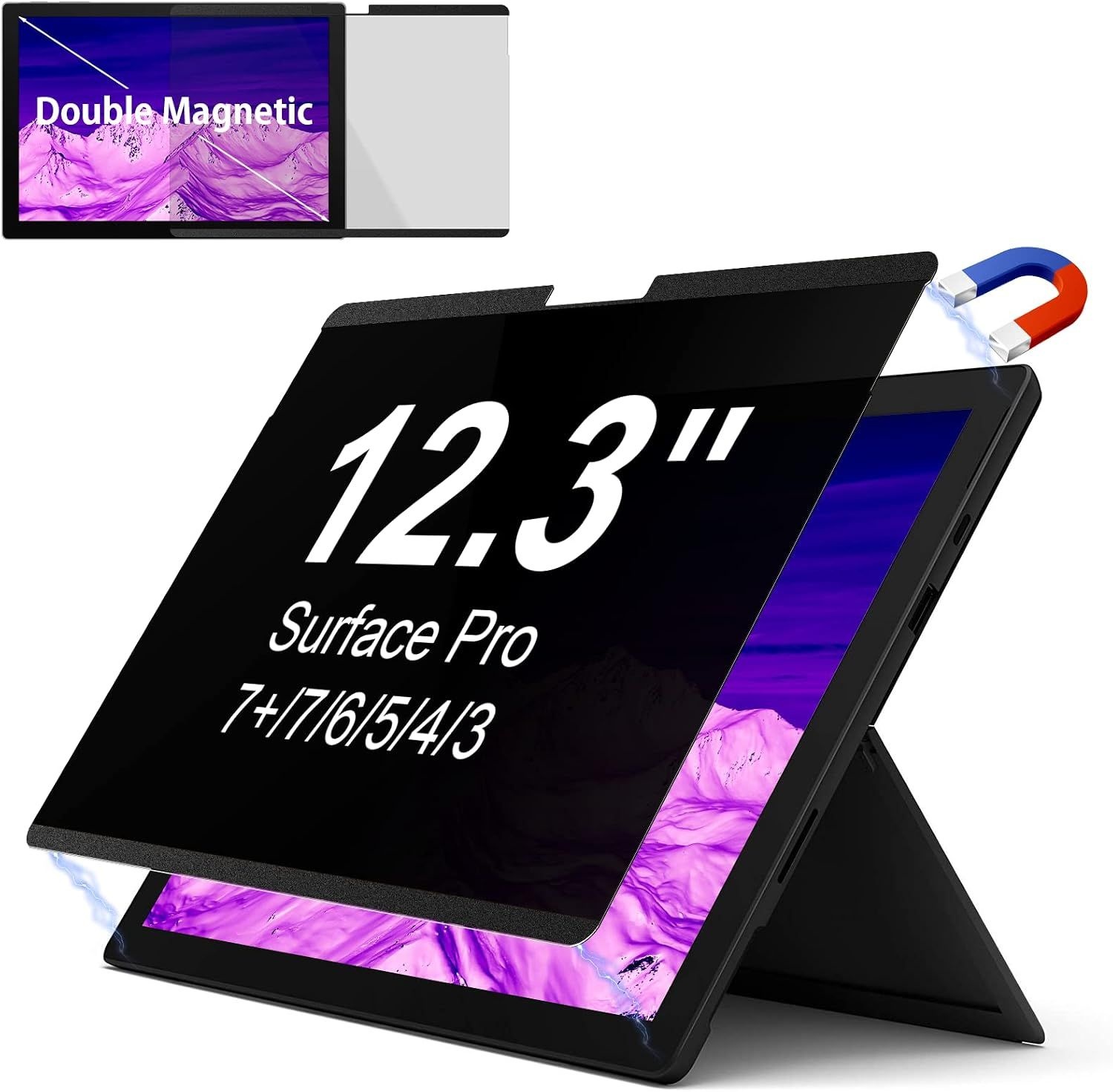 [해외] IPROKKO Magnetic 프라이버시 스크린, Surface Laptop Go 3/2/1 Gen 12.4인치(2023/2022/2020)용, 웹캠 호환 마이크로소프트